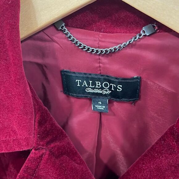 Talbots maroon red velvet blazer jacket size 4 - Picture 4 of 6